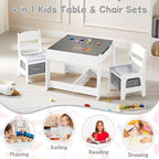 Kids Table and Chair Set, 3 in 1 Wooden Activity Table with Detachable Tabletop, Toddler Table and Chair Set with Storage Drawer, Kids Play Table for Children Art, Craft, Eating, Learning
