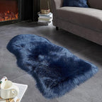 AMTOVO Faux Fur Rug, Dark Blue Area Rug, Fluffy Sheepskin Rug, Fuzzy Ultra Soft 2 x 4 ft Shag Rugs for Bedroom Sofa Throw Cushion Room Decor, Sheepskin