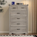 Tall 6-Drawer Dresser for Bedroom, Modern Wooden Chest of Drawers with Metal Handles, Anti-Tipping Design, Sturdy and Stable Storage Organizer for Living Room, Entryway, Home Office