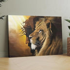 Fantasy Artists Framed Jesus Christ Canvas Wall Art The Lion of Judah Christian Painting Prints Biblical Wall Decor Religious Room Decor for Church Prayer Room Christian Schools Hospitals 12" x 16"