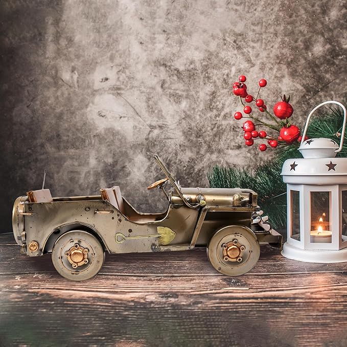 YCHTEWY-Iron Classic Car Model Collectible Vehicle, Metal Truck Christmas Decor, Unique Blend of Vintage, Rustic, Farmhouse Truck for Table Top Decoration (A)