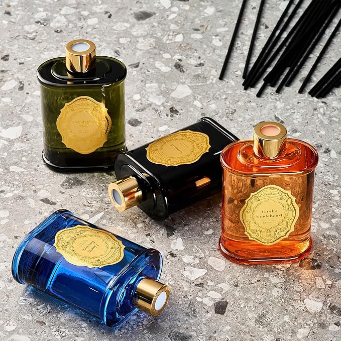 M&SENSE 8.4 oz Large Reed Diffuser for Home | Eucalyptus Mint Scent Oil Diffuser with Sticks | Bedroom Bathroom Living Room Decor