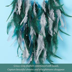 Dreamlike Moon Dream Catchers Wall Decor Crescent Dream Catcher with Crystal Stone Star Shaped Tree of Life Pendant Handmade Green Feather Dreamcatchers Wall Hanging for Girls Bedroom Wedding Gift