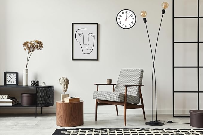 |14 Inch | Modern | Atomic | Analog | Home | Office | School | Gym | Indoor | Outdoor | Sets Automatically | Unbranded | Classic | Black | Battery Operated | Modern Décor