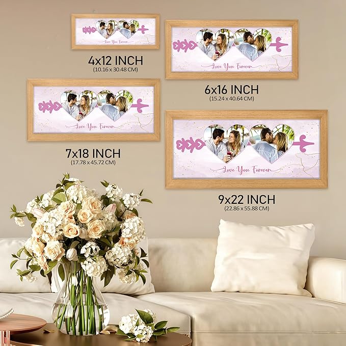 Gifts for Him/Her - Personalized Photo Frame with Love Design, Wall Mount or Tabletop Display, Romantic Gifts for Boyfriend Girlfriend Anniversary Birthday Valentine's