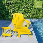 GREENVINES Adirondack-Ottoman | HDPE Plastic | Outdoor Footrest | All Weather | Foot Rest | Foot Stool | Yellow | for Adirondack Chair | for Patio Backyard Pool