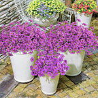 Krissing 48 Bundles Outdoor Artificial Flowers UV Resistant Fake Silk Flowers Faux Plastic Plants Outside Garden Porch Window Box Summer Decoration (Purple)
