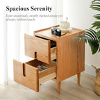 Narrow Nightstand, Mid Century Modern Nightstand, Solid Wood Bedside Table, Side Table witn Drawers (Natural, 11.81inches)