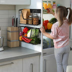 2 Pack Magnetic Shelf for Fridge Fruit Storage Container Fridge Magnetic Baskets Fruit Potato Onion Storage Bins, Pantry Organizer Refrigerator, Kitchen Counter, Cabinet, 12.4 x 7.9 x 5 Inch