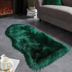 AMTOVO Faux Fur Rug, Dark Green Area Rug, Fluffy Sheepskin Rug, Fuzzy Ultra Soft 2 x 4 ft Shag Rugs for Bedroom Sofa Throw Cushion Room Decor, Sheepskin