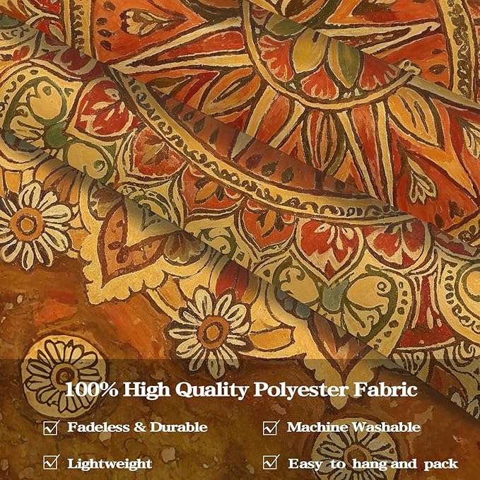 Lunerfex Floral Mandala Tapestry Boho Tapestry for Bedroom Brown Tapestries Wall Hanging Living Room Wall Art and Home Decor 70x90