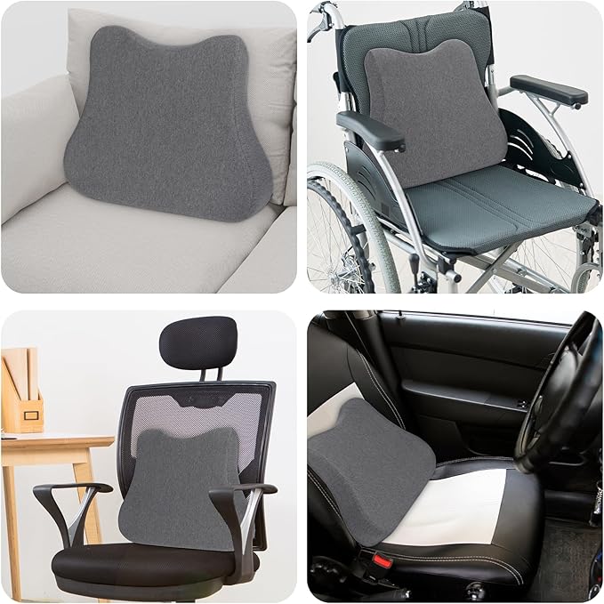 HOMBYS Ergonomic Lumbar Support Pillow for Recliner Chair, Memory Foam Back Support Cushion for Elderly,Back Support Pillow with Dual Extension Straps,Extra Large Lumbar Support Pillow