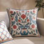 patdrea Designer Throw Pillow Covers Set of 4,Brilliant Vintage Red Tropical Linen with Floral Pattern Pillow Cover,Decorative Lumbar and Square Pillowcases Cushion for Bed Living Room Outdoor