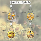 Stained Glass Window Hanging 4 Pcs Set Animals Large 15" - Desert Landscape Yellow Suncatcher Door Garden Sun Catcher Decor Birthday Christmas for Mom Woman Nana Men