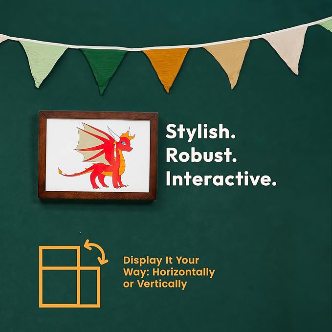 Kids Art Frames 8.5x11, Front Opening Artwork Display Frame for Kids’ Creations – Brown Changeable Frame Holds 250+ Pieces, Show & Store Kids Art, Crafts, and 3D Projects, Easy Wall Hanging