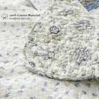 Yvooxny Quilt Set King Size Reversible Country Farmhouse Floral Real Patchwork Quilted Bedspread 3-Piece Quilt Set with Pillowcases with Ruffles for All Seasons, 96 x 108 Inches