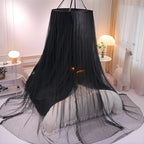 VETHIN Double Layer Princess Round Dome Canopy Bed Curtain for Girls Adults,Children Dreamy Mosquito Net,Cute Bedroom Decoration Castle Play Tent Reading Nook Canopies(Dome-Double Black)