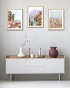 HesenDot Natural OAK Wood Framed Italy Coastal Wall Art,12x16in Amalfi Coast Canvas Wall Print,Positano Seascape Boho Poster Wall Decor for Living Room,Bedroom,Office Gallery Set of 1