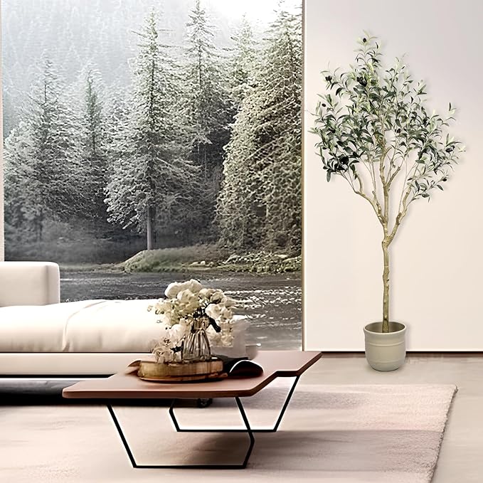 Artificial Olive Tree 5.4 ft Natural Olive Branches and Realistic Leaves for Modern Home Office Living Room Floor Decor 65 Inch