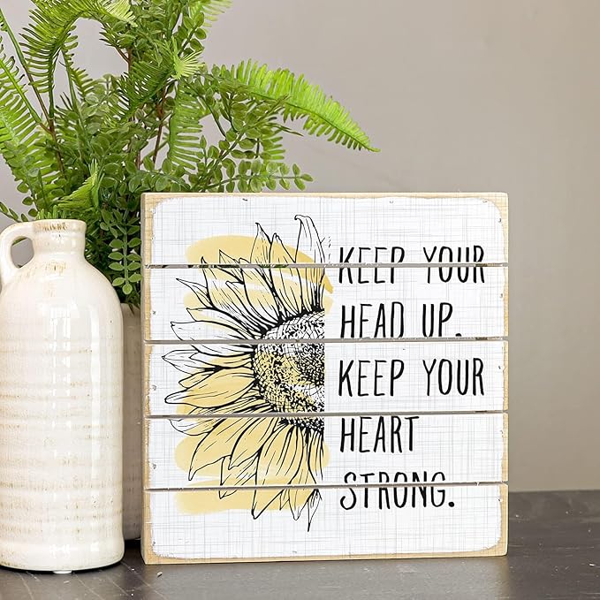 Simply Said, INC Perfect Pallets Petites - Keep Your Head Up. Keep Your Heart Strong - 8 x 8 in Distressed Rustic Wood Sign PET20188