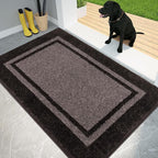 PURRUGS Dirt Trapping Door Mat 34" x 60", Non-Slip/Skid Machine Washable Entryway Rug, Shoes Scraper, Area Rug, Super Absorbent Welcome Mat for Muddy Wet Shoes and Paws, Grayish Brown & Coffee