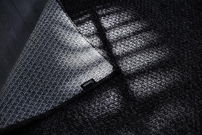 CAMILSON Easy Jute Rug 6x9, Indoor Outdoor Dark Gray Black Farmhouse Area Rugs for Living Room Patio and Kitchen Rug, Solid Boho Woven Design, Easy-Cleaning, Washable Outside Carpet Alfombras (6 x 9)