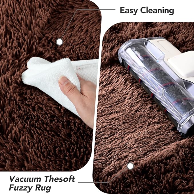 Living Room Area Rugs7x10: Brown Ultra Fluffy Non-Slip Floor Carpet for Bedroom Living Room Home Office, Soft Shag Rug Home Decor (Brown 7x10 Feet)