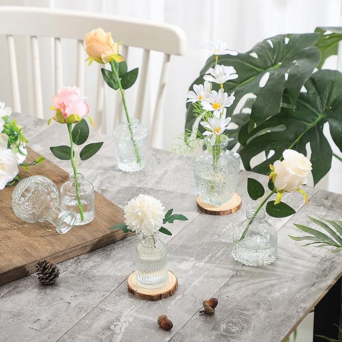 Bud Vases in Bulk 30, Clear Glass Bud Vases for Centerpieces, Small Vase for Flowers, Mini Vintage Flower Vase for Centerpieces, Wedding Table Decor, Home Decor