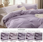 Bedsure Grayish Purple Duvet Cover King Size - 3 Pieces Prewashed Cotton-Like Extra Soft Bedding Set, Includes 1 Duvet Cover 104x90 Inches with Zipper Closure & 2 Pillow Shams, Comforter Not Included