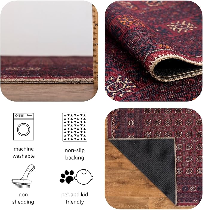 Keen Home Design 4x6 Rug - Machine Washable Area Rug with Non-Slip Backing, Ideal for Living Room, Dining Room, Bedroom - Vintage, Easy Clean, Durable, Low Pile Rug - (4' x 6')