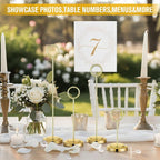 20 Pcs Table Number Holders 4/6/8/10 Inch Place Card Holder Stands Wire Photo Clips Metal Table Card Stands for Centerpieces, Photos, Food Signs, Birthdays, Weddings(Gold)