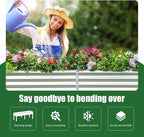 Land Guard Galvanized Raised Garden Bed with Legs, 96×24×32in Raised Garden Beds Outdoor with Drainage Holes, Planter Boxes Outdoor for Backyard, Patio, Balcony, 800lb Capacity, Silver