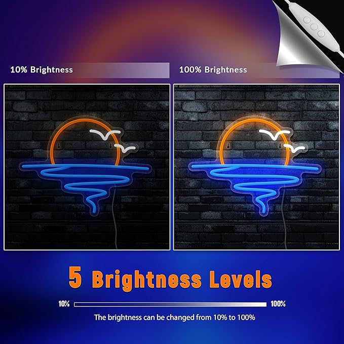 Sunset Sunrise Neon Sign for Wall Decor Dimmable LED Neon Light Sign for Beach Bedroom Living Room Wedding Bar Party Home Room Decor