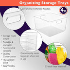 ClearSpace Clear Plastic Storage Bins – XL 4 Pack Perfect for Kitchen,Fridge, Pantry Organization, Cabinet Organizers