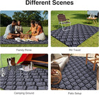 OLANLY Reversible Outdoor Rug 9x12 ft Clearance, Waterproof Outdoor Plastic Straw Rug with Interlacing Pattern, RV Mat for Patio, Camping, Balcony, Deck, Backyard, Black & Grey