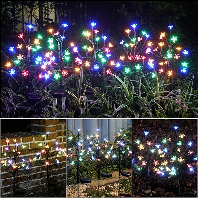 Solar Garden Lights Waterproof, Solar Outdoor Lights Decorative 8Pack, 160Led Solar Powered Flowers Garden Decor, Outdoor Fairy Light for Yard,Pathway,Lawn,Outside Decorations