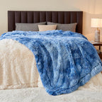 GONAAP Fuzzy Faux Fur Throw Blanket Indigo Super Soft Cozy Plush Fuzzy Shaggy Blanket for Couch Sofa Bed (Indigo, Throw(50"x60"))