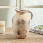 Vintage Farmhouse Pottery Vase, 9.7 inch Handcrafted Decorative Ceramic Vase for Home, Dining Table, Bathroom, or Bookshelf Accents