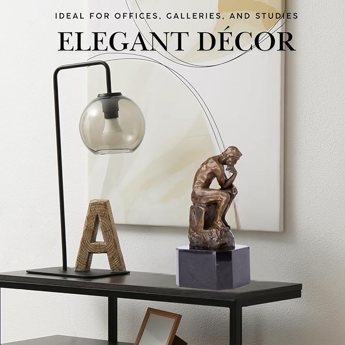 6.9 in-Rodin’s The Thinker Bronze Sculpture – Premium Collectible Figurine & Decorative Statue for Home, Office & Gallery Décor – Philosophy Gift for Art Lovers