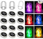 ZNYCYE Mason Jar Solar Lights for Outside, 12 Pack 30LED Fairy Firefly Lights Mason Jar Solar Lids Outdoor Waterproof String Lights with Hangers(NO Jars) for Patio Garden Yard Lawn Decor(6 Colors)