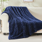 NEWCOSPLAY Super Soft King Blanket Dark Navy Premium Silky Flannel Fleece 3D Clouds Stylish Jacquard Lightweight Bed Blanket All Season Use 350GSM (Dark Navy, King(90"x110"))