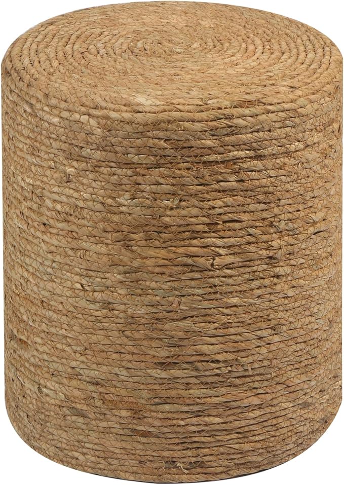 Wimarsbon Natural Seagrass Foot Stool, Hand Weaving Round Ottoman, for Living Room, Outdoor Seat (Natural)