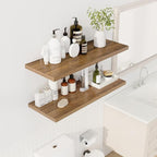 36" Floating Shelves for Wall, 12" Deep Slim Walnut Floating Shelves, Wall-Mounted Shelves for Bedroom, Living Room, Kitchen, Bathroom - Set of 2