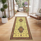 Topllen Runner Rug - 2'x5' Boho Washable Kitchen Rug, Non-Slip Soft Low Pile Rugs Indoor for Entrance Bedroom Bathroom Living Room,Vintage Throw Hallway Carpet Stain Resistance (Red, 2x5ft)