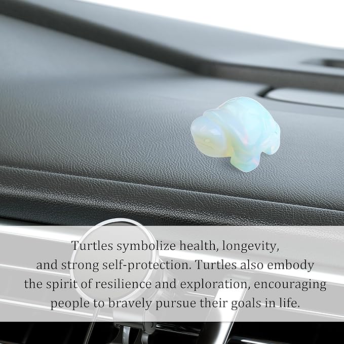 QINJIEJIE Opal Crystal Travel Turtle Figurines for Travelers Best Travel Gifts for Women Men Healing Crystals Sea Turtle Lovers Office Desk Decor Good Luck Gifts for Traveling Abroad