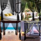 VISATOR Mosquito Net Bed Canopy,4 Corner Post Canopy Bed Curtains with 4 Hanging Hook,30ft Hanging Tether,4 Tassel Hanging Pendants and Storage Bag,Canopy Bed for Full/Queen/King Size