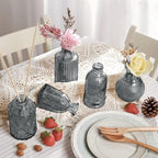 Small Glass Vase Set of 12, Grey Bud Vases for Centerpiece Table Decorations, Boho Vintage Flower Vases in Bulk, Mini Vase Decorative for Wedding Party Baby Shower Birthday Home Decor