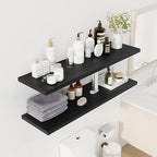 Dreamland 48" Floating Shelves for Wall, 12" Deep Slim Black Floating Shelves, Wall-Mounted Shelves for Bedroom, Living Room, Kitchen, Bathroom - Set of 2