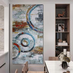 Arjun Abstract Wall Art Geometric Canvas Circle Block Painting Modern Grey Brown Picture Simple Textured Artwork Framed for Bedroom Living Room Home Office Wall Décor, Extra Large 58"x29"