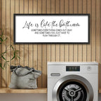 ZZJJHYWGQ Life Is Like The Bathroom Wall Decor 32×12 Inch Large Laundry Wood Framed Sign for Funny Bathroom Restroom Toilet Wall Hanging Art (Black)